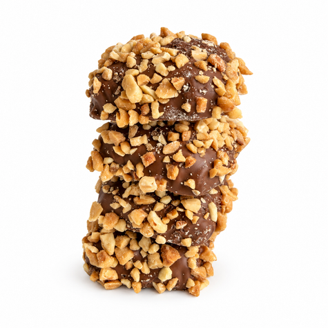 8 oz. Milk Chocolate Almond Butter Crunch loose candy on a white background